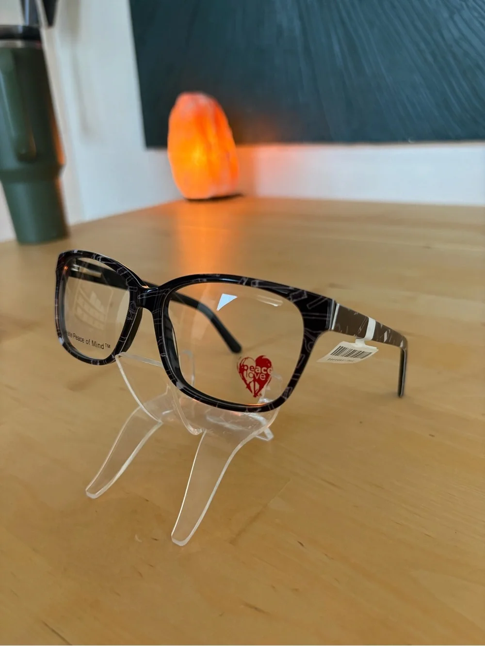 Peace Love Dream Big Black White Art Tools Rectangle Eyeglasses 55-15-140 NWT